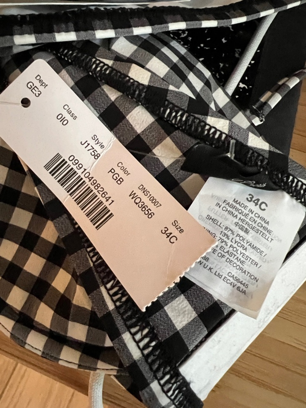 NWT J Crew 34C Gingham Check Bikini Set - Picture 4 of 10